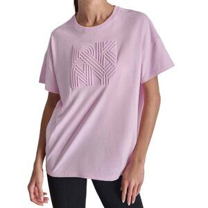 DKNY Sport Women's Cotton Embossed Logo High-Low T-Shirt Purple M New